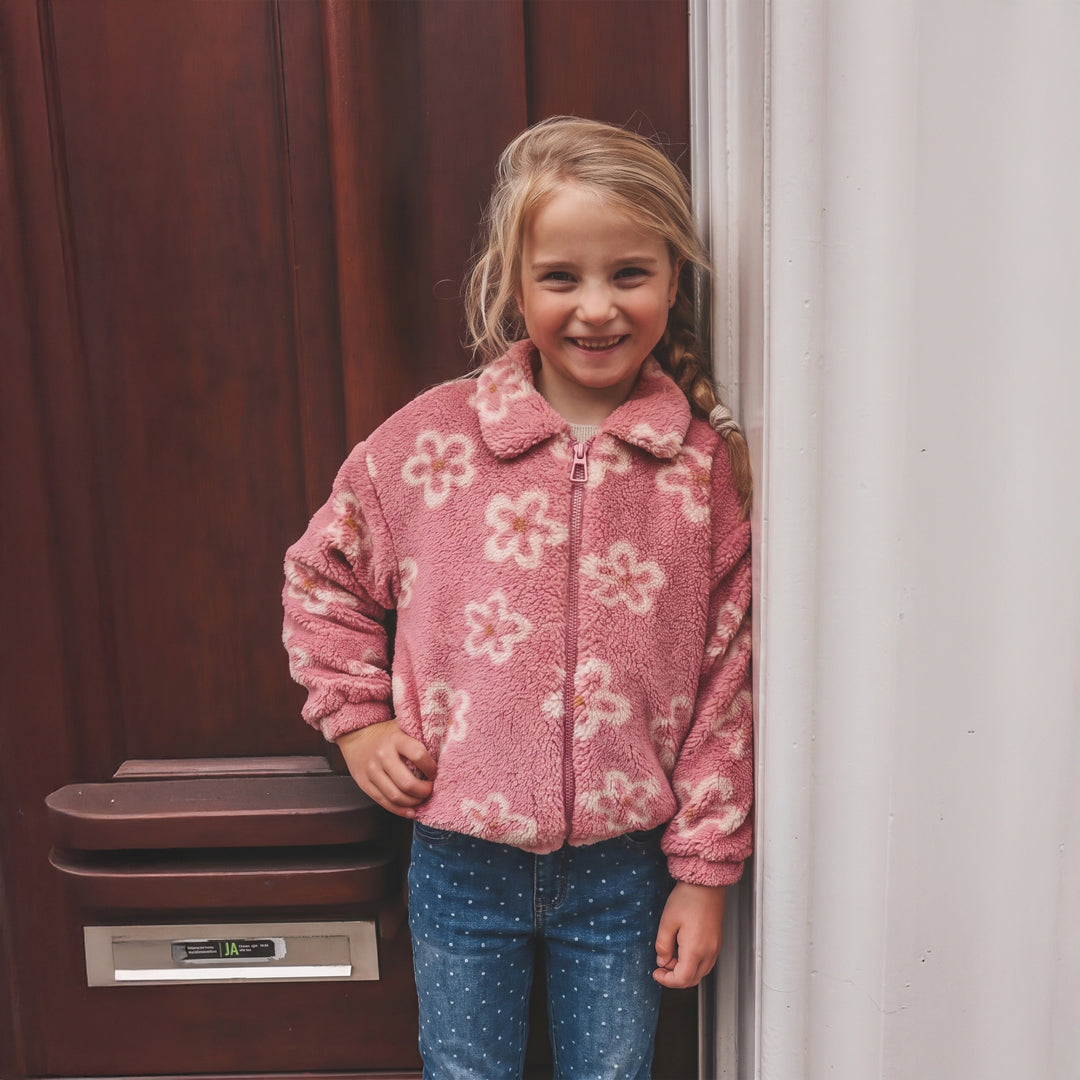 Your Wishes meisjes teddy jas roze bloem