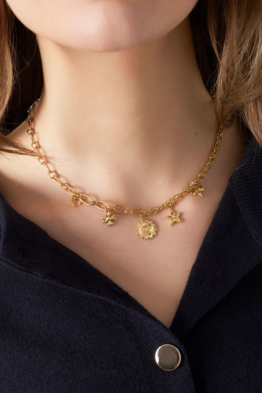 Ketting stainless steel goud - bedels