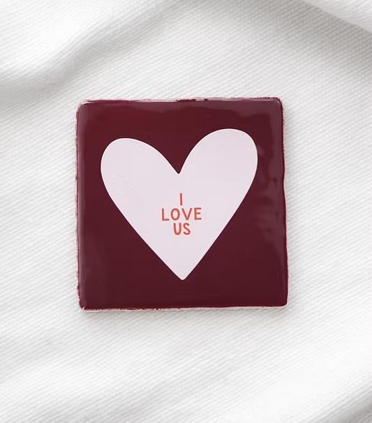 Tegeltje "I love us" bordeaux