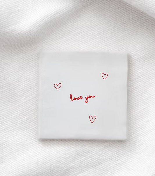 Tegeltje "Love you" hartjes wit