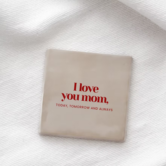 Tegeltje " I love you mom" beige
