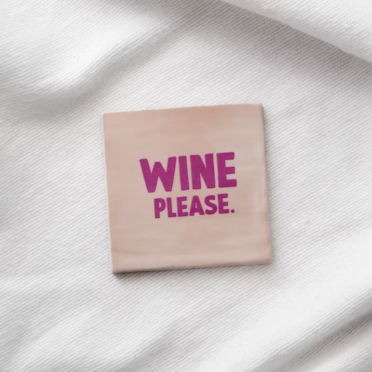 Tegeltje "Wine please" roze