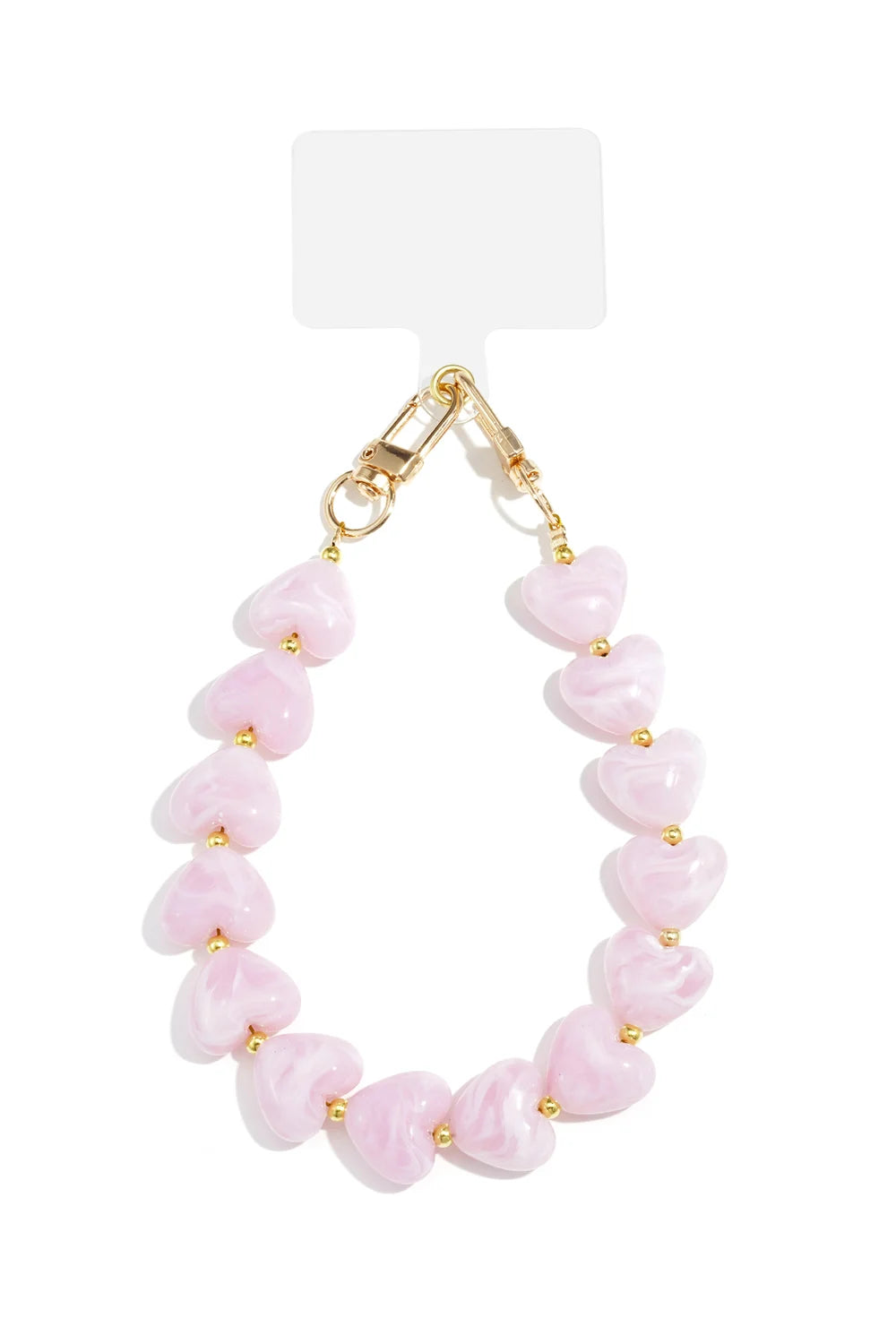 Universeel telefoonkoord hartjes marble pink