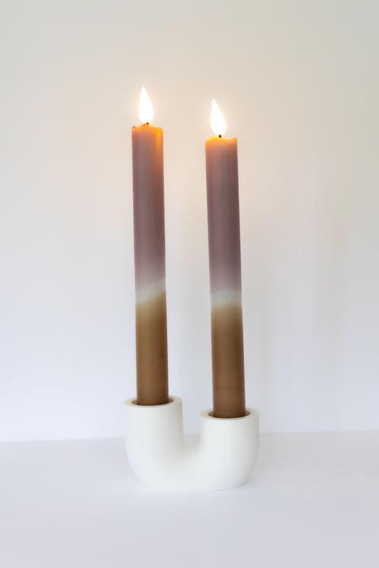 LED Iconic Dip Dye kaars Chestnut/Wit/LichtBruin (1 stuk)