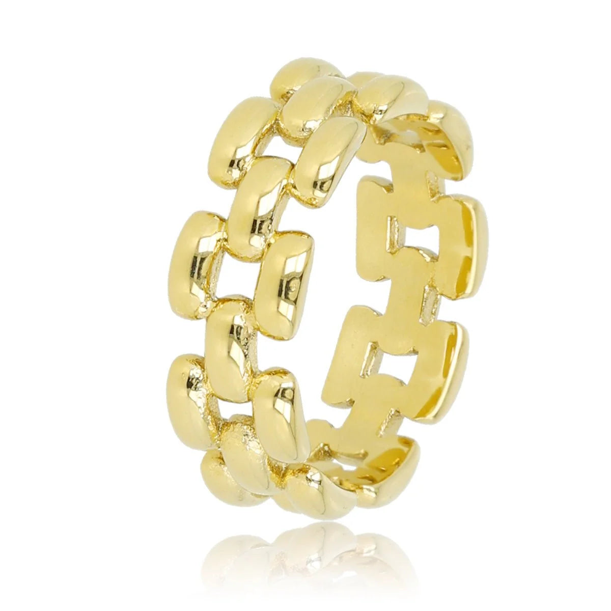 My Bendel - Brede gevlochten gouden damesring - Elegant en stijlvol - stainless steel