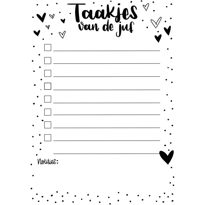 Notitieblok taakjes van de juf