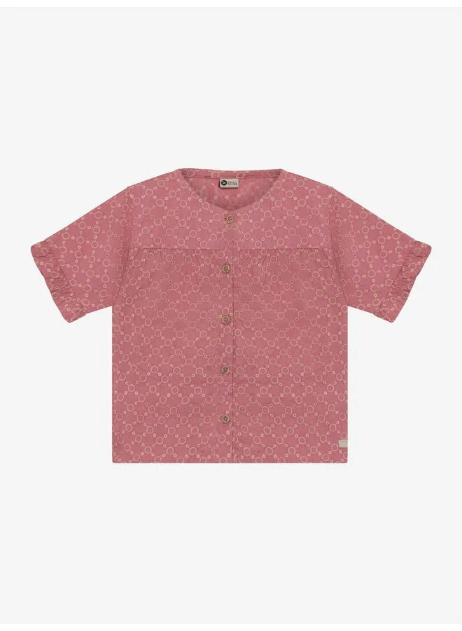 Daily7 - Shirt ruffle broderie - Heather rose