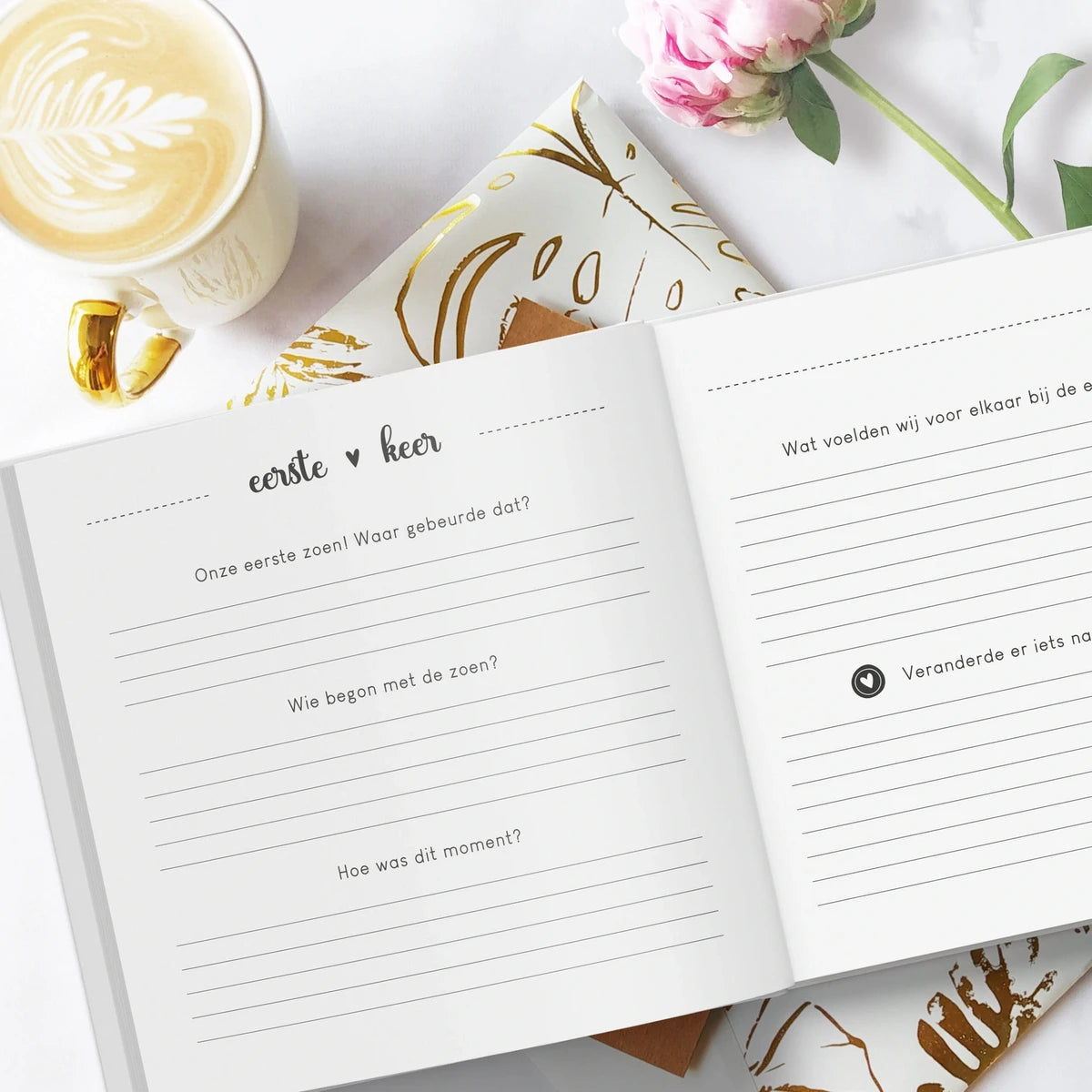 Liefdesboek voor koppels - Beige met Goudfolie