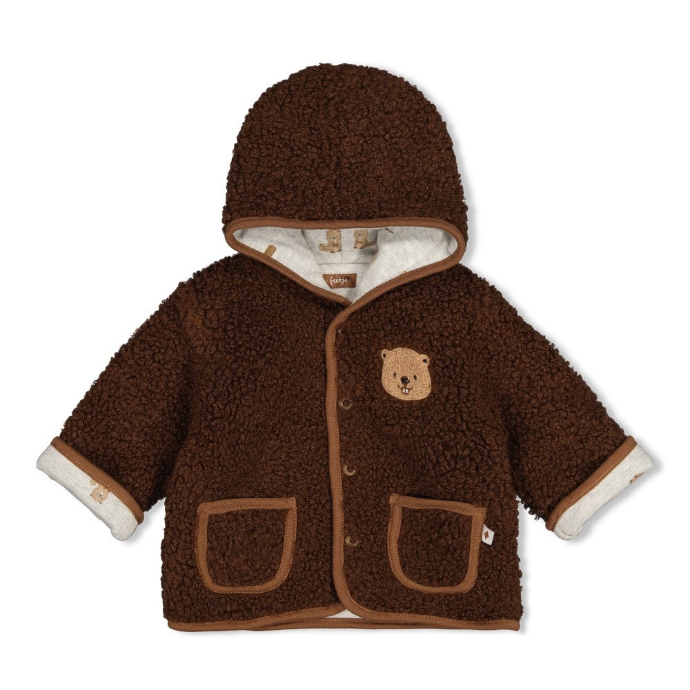 Feetje Teddy jasje omkeerbaar met capuchon - Tiny Timber - teddy bruin