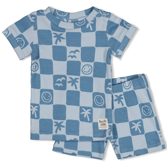 Feetje premium jongens shortama - Chase Check - zomer pyjama