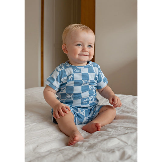 Feetje premium jongens shortama - Chase Check - zomer pyjama