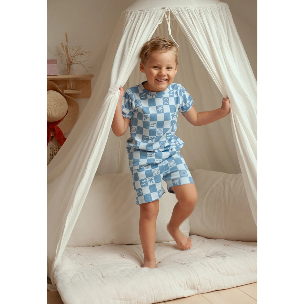 Feetje premium jongens shortama - Chase Check - zomer pyjama