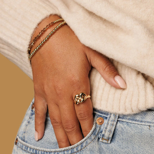 My Bendel Gouden schakel ring - Brede chique dames ring - Stainless steel