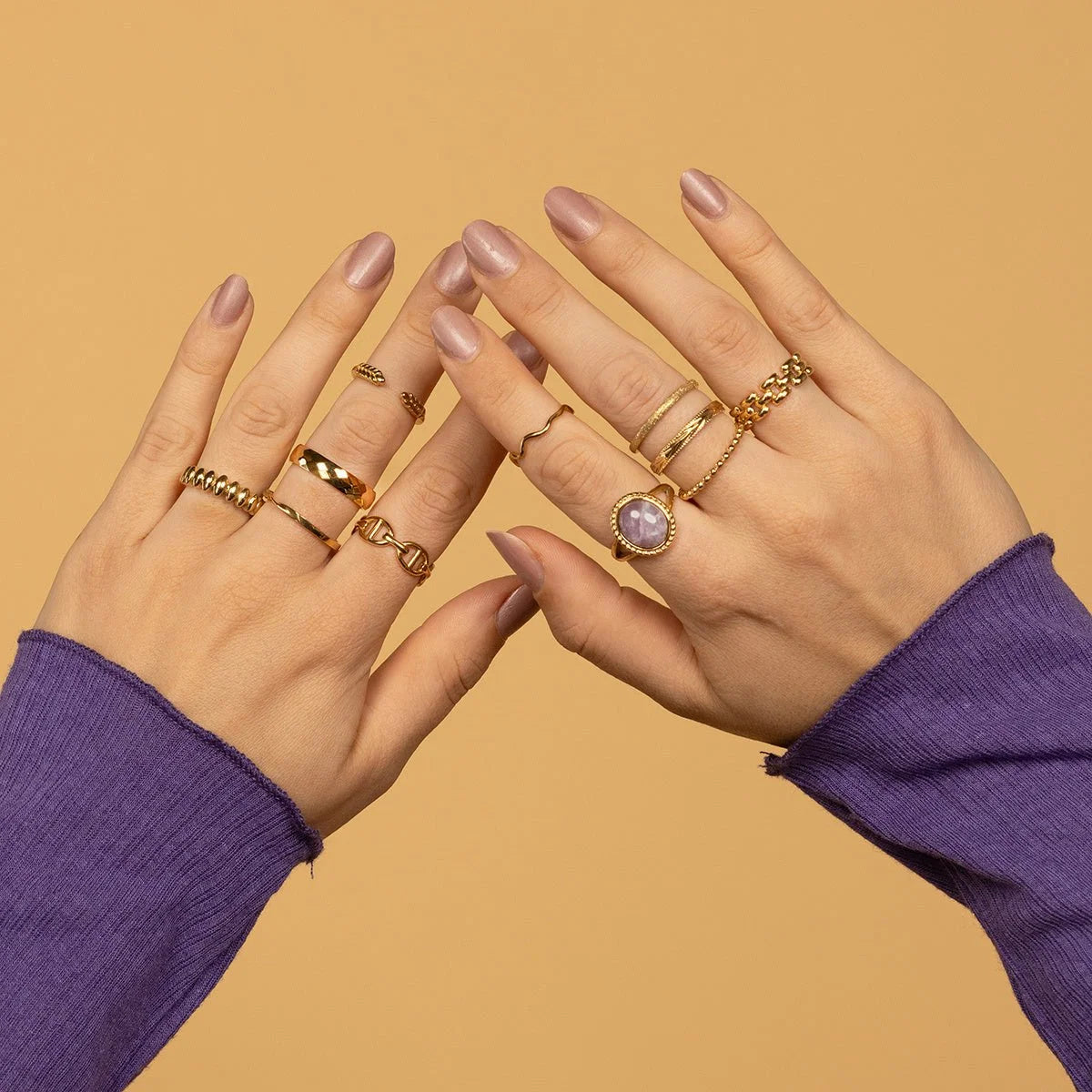 My Bendel Vintage Ring met Edelsteen & Getwist Randje • Lilac Quartz