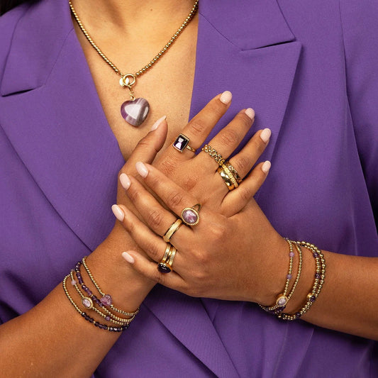 My Bendel Vintage Ring met Edelsteen & Getwist Randje • Lilac Quartz
