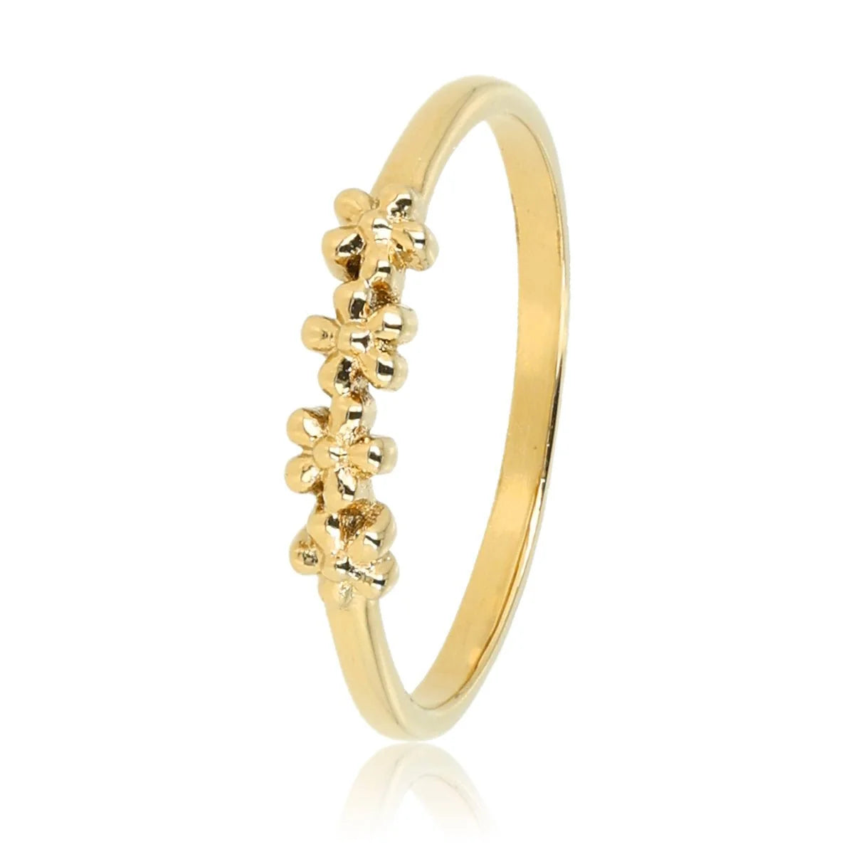 My Bendel - Gouden ring met bloemetjes - elegant en tijdloos sieraad - stainless steel