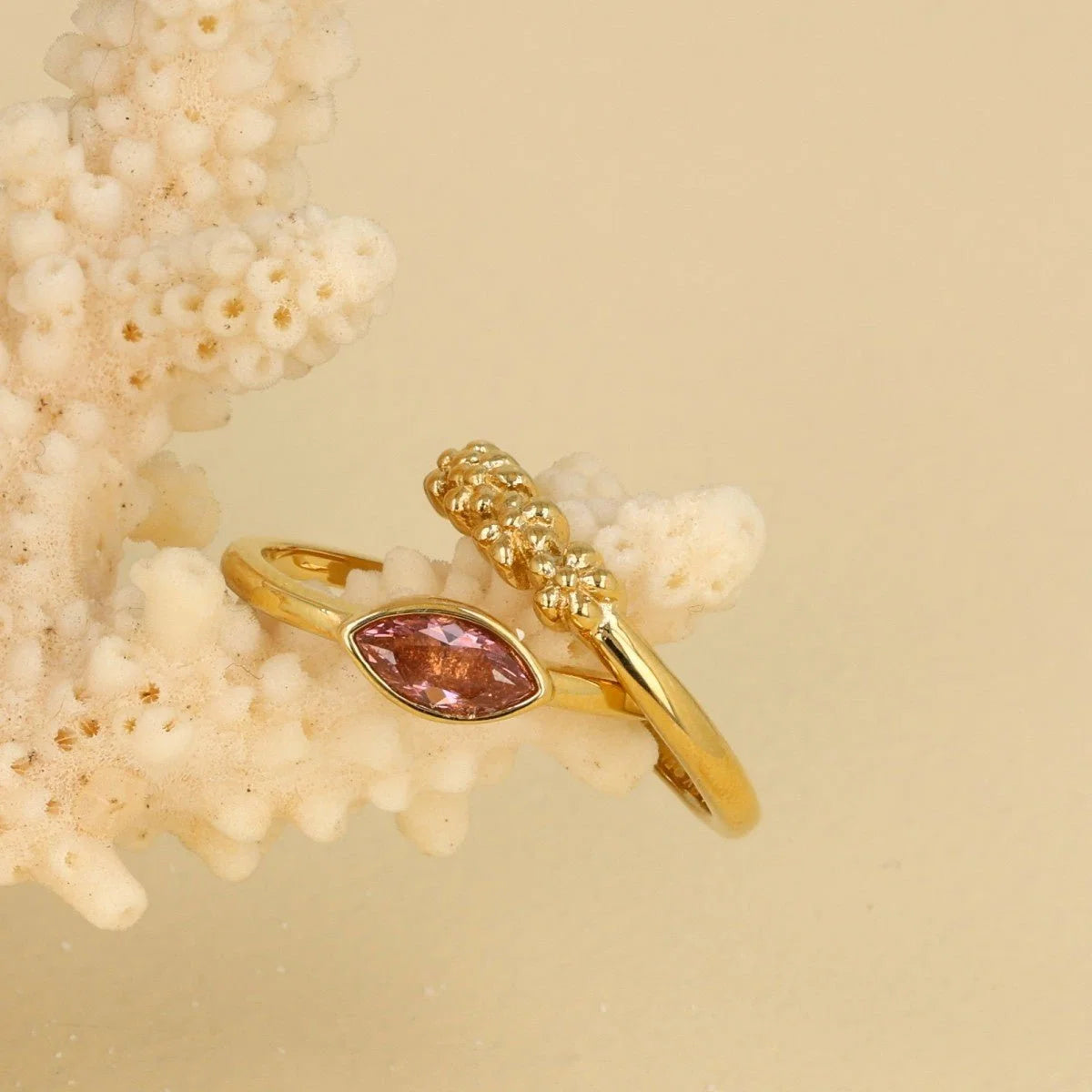 My Bendel Gouden ring - Rhodolite glassteen - Vintage uitstraling - Stainless steel