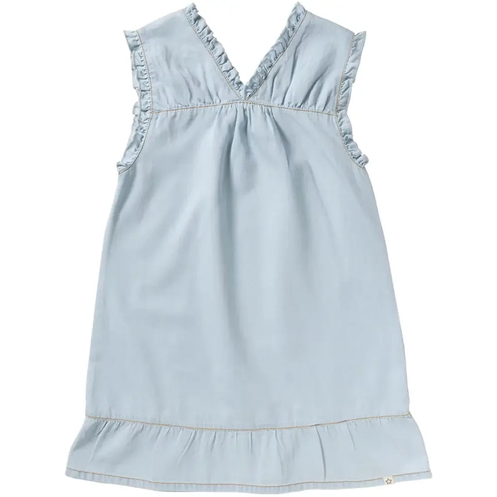 Your Wishes - Chambray ruffle dress - Sunlit blue